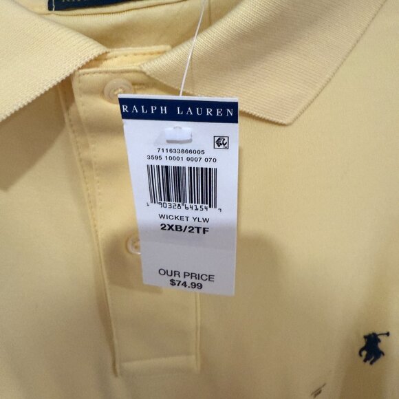 NWT Polo Ralph Lauren Men's Big & Tall Classic-Fit Mesh Polo Wicket Yellow 2XB - Picture 10 of 10